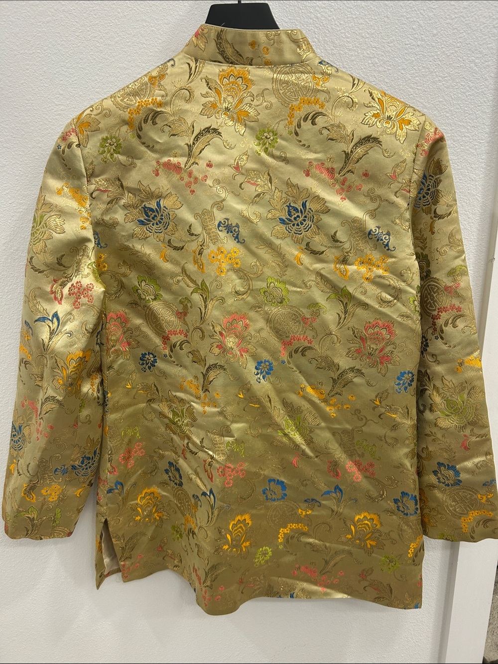 Vintage Neiman Marcus Gold Brocade Floral Mandarin Collar Jacket - Picture 3 of 9